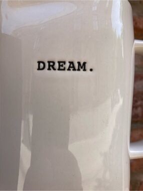 Rae Dunn White Mug with Black "DREAM." Text